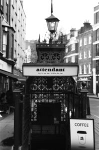 Attendant Coffee in London, black and white photo by Jon Passow